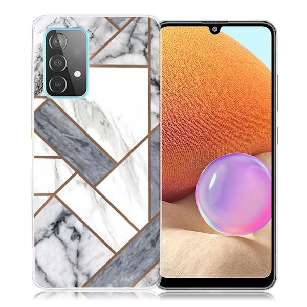 Marble Samsung Galaxy A32 Etui - Grå / White Marble Tile Silver grey