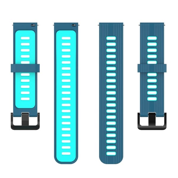 20 mm universal tofarvet silikone-urrem - Blå / Blågrøn Blue