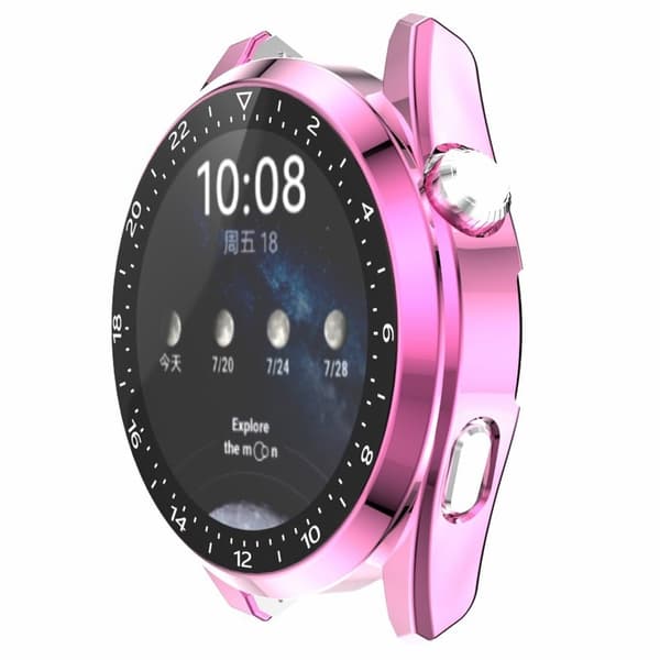 Huawei Watch 3 Pro electroplating cover with tempered glass - Pink Rosa