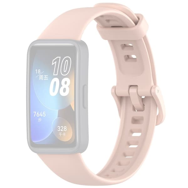 Silikone urrem Huawei Band 10 NFC / 10 / 9 NFC / 9 / 8 NFC / 8 Glossy Replacement Band - Lyserød Pink