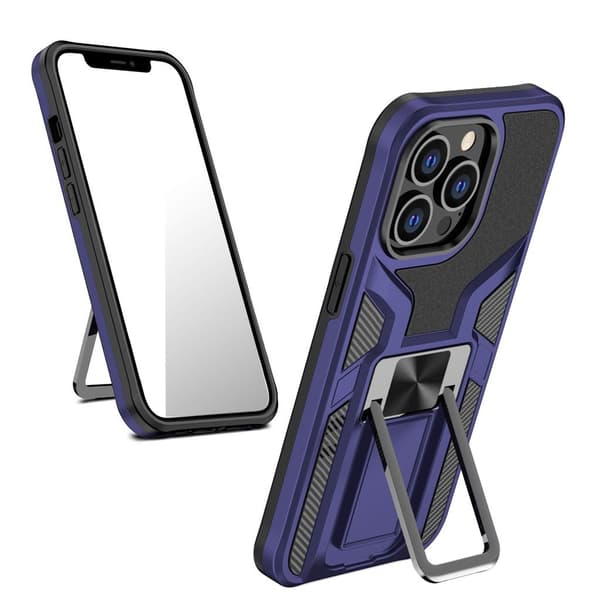 Armor Series Car Mount Kickstand Hybrid Hard Bumpresistent Soft Flexible stødsikkert Protective Case iPhone 13 Pro 6.1 inch - Blå Blue