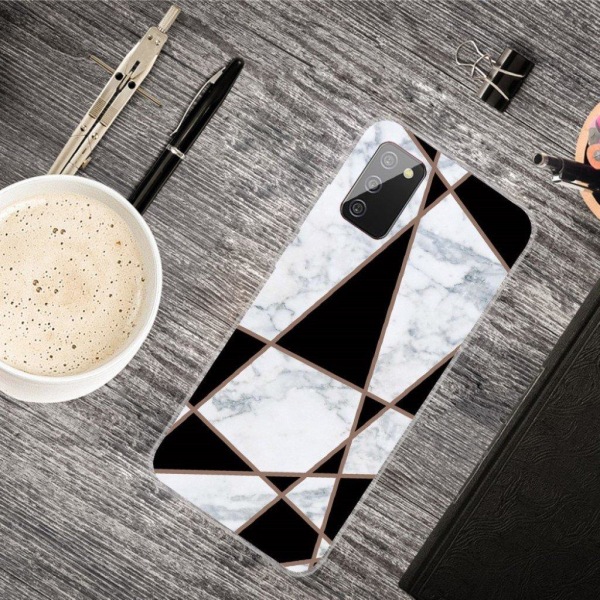 Marble Samsung Galaxy A02s Etui - Fragment Black and White Marble Multicolor