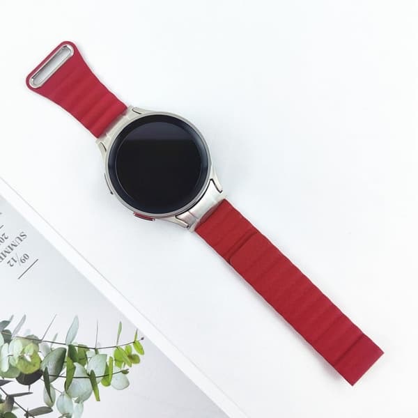 Samsung Galaxy Watch 5 / 4 ekte lærrem - Rød Red