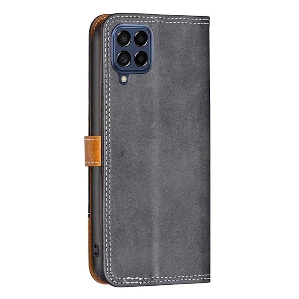 BINFEN tvåfärgat läder Samsung Galaxy M53 5G fodral - Svart Svart