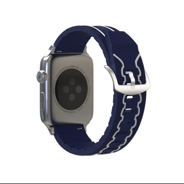 Apple Watch Series 4 44mm ECG mønster silikone Urrem - Mørkeblå / Hvid Blue