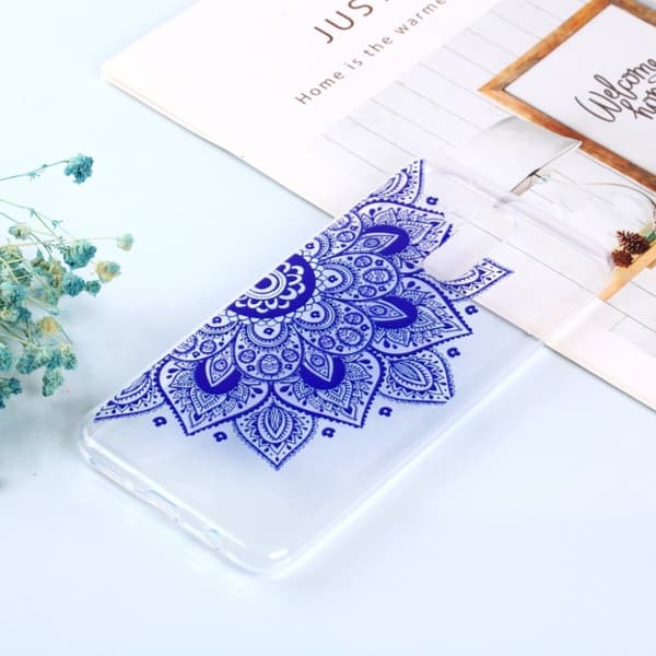 Huawei Mate 20 Lite mönstrat flexibelt fodral - Halv Blomma Blå