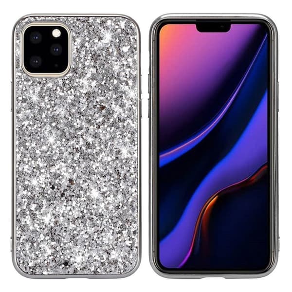 Glitter iPhone 11 Pro deksel - Sølv Silver grey