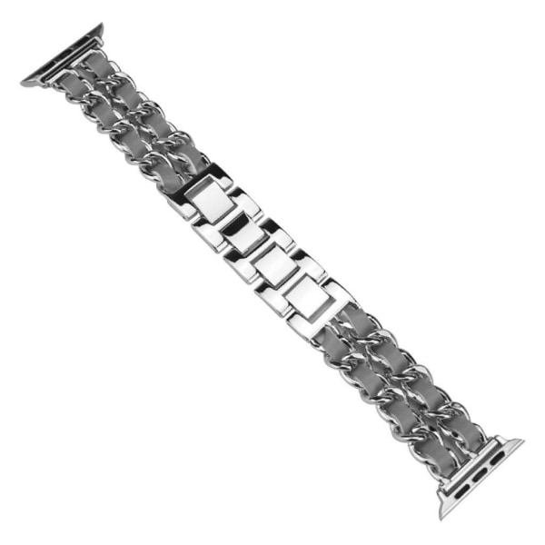 Apple Watch Series 5 44mm weave pattern watch band - Silver / Gr Silver grey