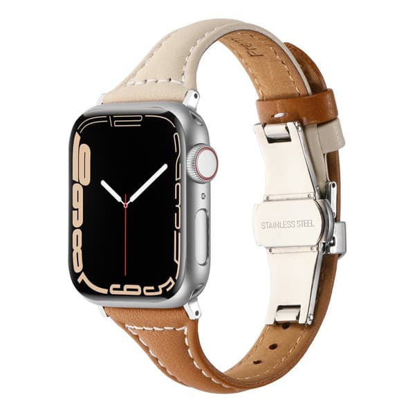Apple Watch Series 8 (41mm) Ægte okselæderrem - Dobbelt Farve Brown