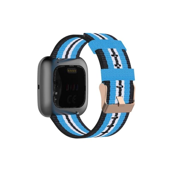 Fitbit Versa / Versa 2 / Blaze nylon klokkereim - Svart / Sky Blå Blue