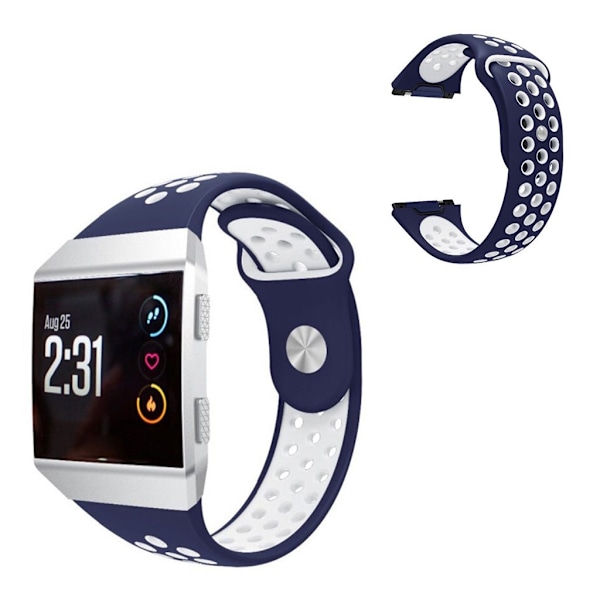 Fitbit Ionic tofarget silikonarmbånd - Mørkeblå / Hvit Blue
