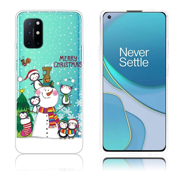 Christmas OnePlus 8T fodral - snögubbe and pingvin Vit