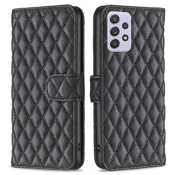 Rhombus mat Samsung Galaxy A52 5G / Samsung Galaxy A52 flip etui - Sort Black