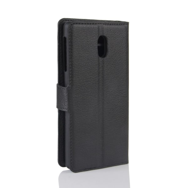 Nokia 3 Læder etui med Lychee skin - Sort Black