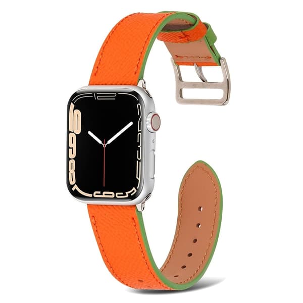 Apple Watch (45 mm) klockarmband i äkta läder med textur - Orange Orange