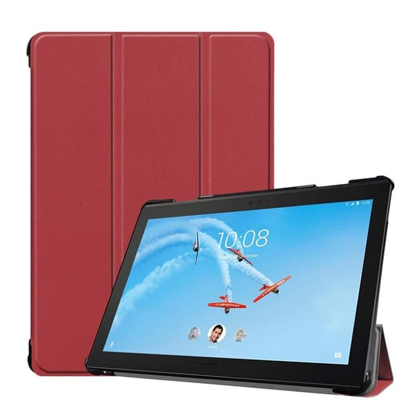 Lenovo Tab P10 stativ læder flip etui - Vinrød Red