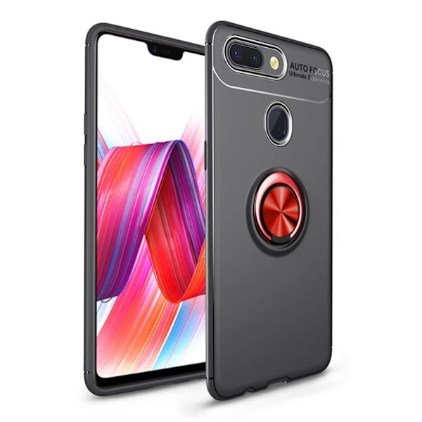 Xiaomi Mi 8 Lite fingerring etui - Sort/Rød Red