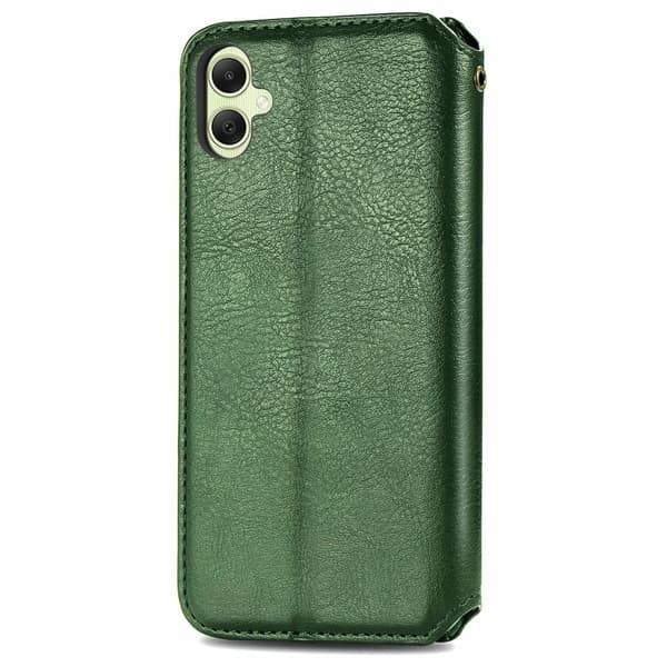 Läder Samsung Galaxy A06 fodral med romb-design - Grön Grön