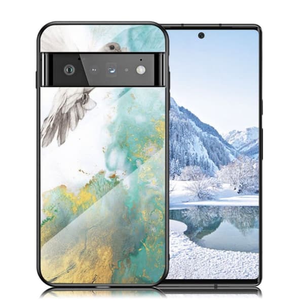 Fantasy Marble Google Pixel 6 Pro Suojakuori - Flying Pigeon Marble Multicolor