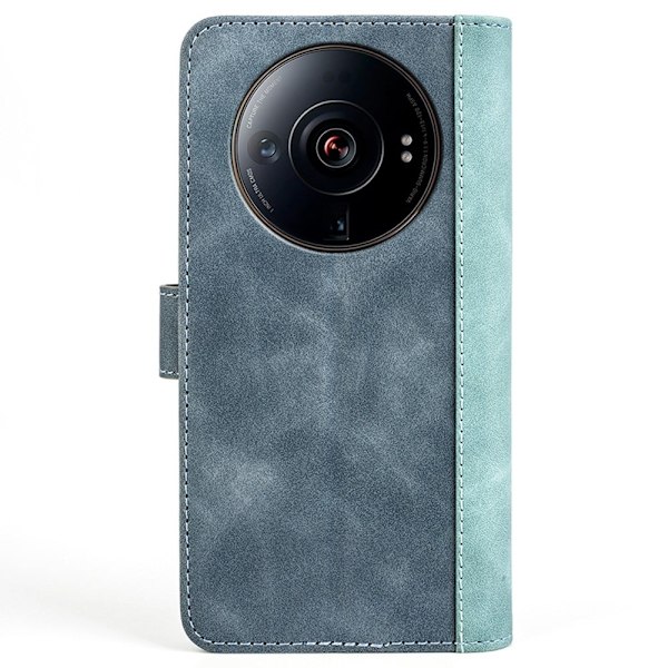 Tvåfärgat Xiaomi 12S Ultra fodral i läder - Blå Blå