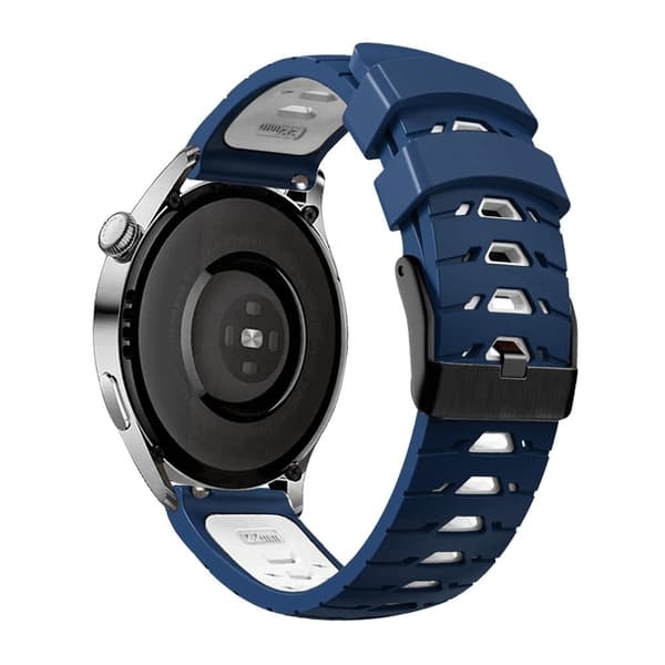 20 mm universellt dubbelfärgat klockarmband i silikon - Midnattsblå / Vit Blå