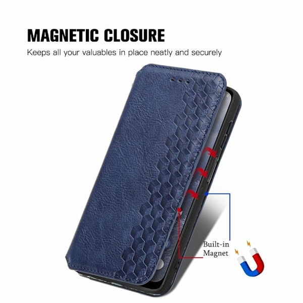 Nahkakotelo With A Stylish Rhombus Imprint For Nokia G60 - Sininen Blue