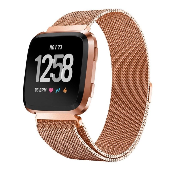 Fitbit Versa klockarmband meshlänk rostfri stål magnetisk - Rosenguld multifärg