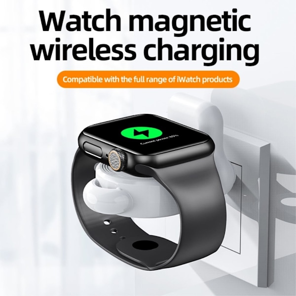 Apple Watch (45mm) / (41mm) / Watch SE USB trådlös laddningsdocka Vit