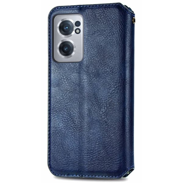 Læder Etui med A Stilfuldt Rhombus Tryk til OnePlus Nord CE 2 5G - Blå Blue