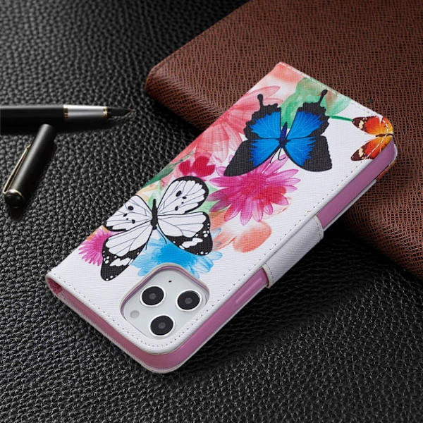 Wonderland iPhone 12 Pro Max flip etui - Levende Sommerfugle Multicolor