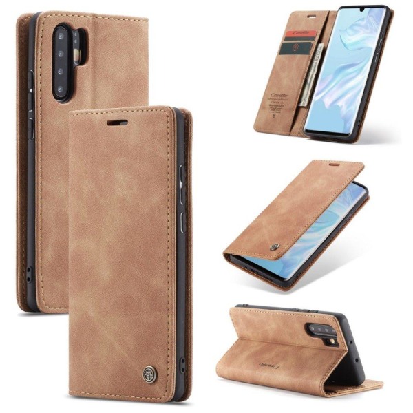 CASEME Huawei P30 Pro retro nahkainen suojakotelo - Vaalean Ruskea Brown