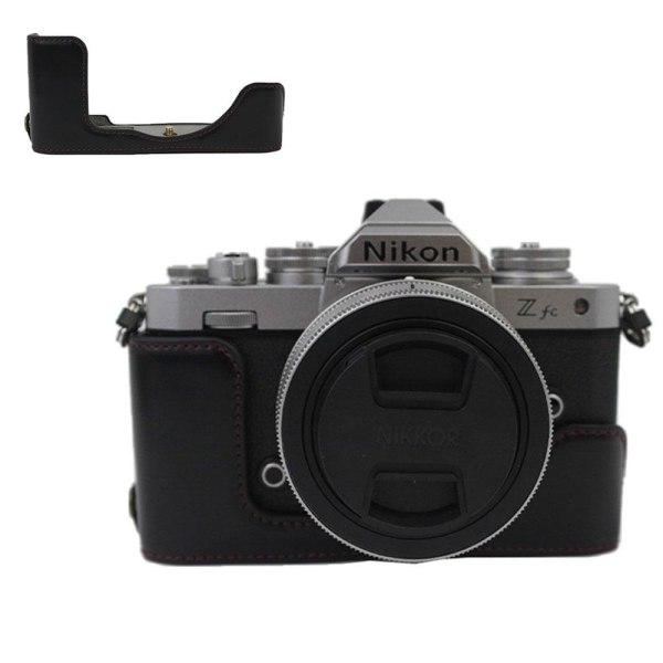 Nikon Z fc half body leather cover with battery opening - Black Svart