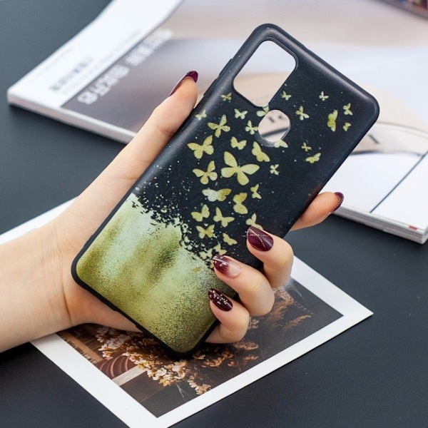 Butterfly läder Samsung Galaxy A21s fodral - Guld Guld