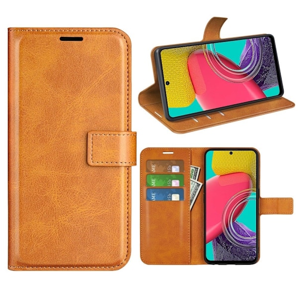 Samsung Galaxy M53 5G nahkainen lompakokkotelo - Keltainen Yellow