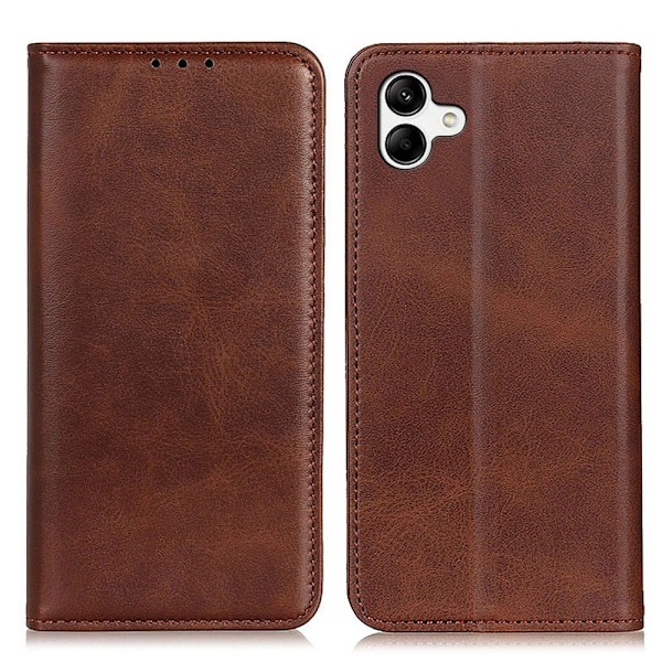 Lompakko-style Aitoa Nahkaa Läppäkotelo For Samsung Galaxy A04 - Kahvi Brown