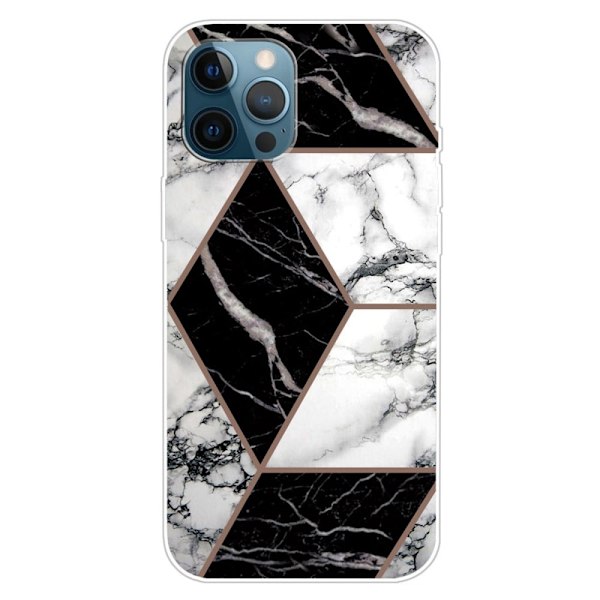 Marble iPhone 15 Etui - Grå / Sort / Hvid White