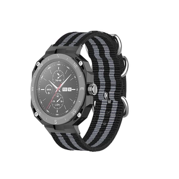 Huawei Watch GT Cyber nylon kellohihna - Musta / Harmaa Silver grey