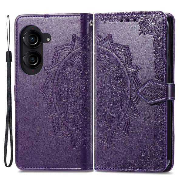 Mandala Asus Zenfone 10 læderetui - Lilla Purple