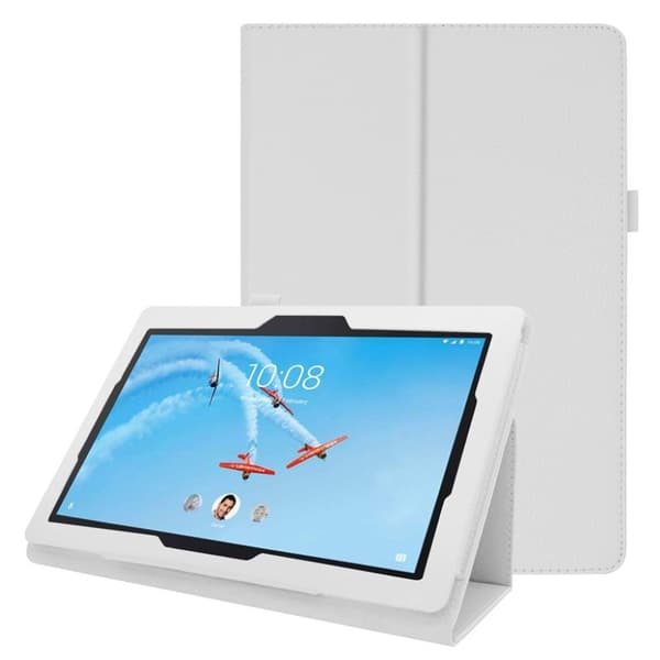 Lenovo Tab E10 litchi læderetui - Hvid White