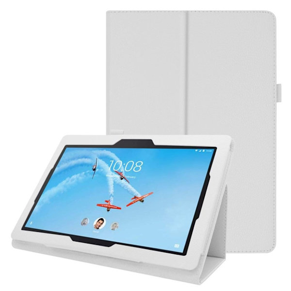 Lenovo Tab E10 litchi läderfodral - Vit Vit