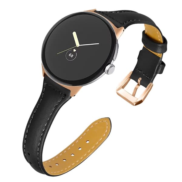 Google Pixel Watch Klockarmband i äkta läder - Svart Svart