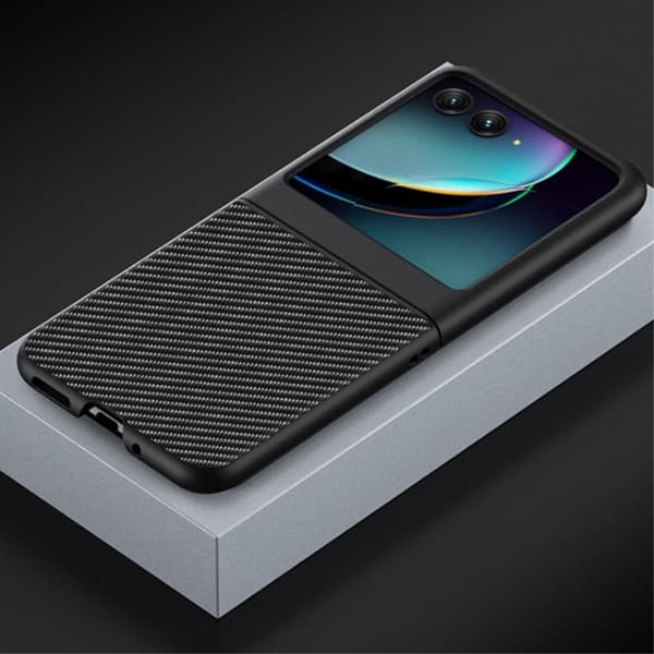 Motorola Razr 40 Ultra skinndeksel - Karbonfiber Gull Silver grey