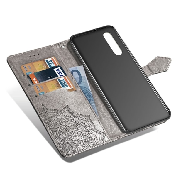 Mandala Samsung Galaxy A50 Flip etui - Grå Silver grey