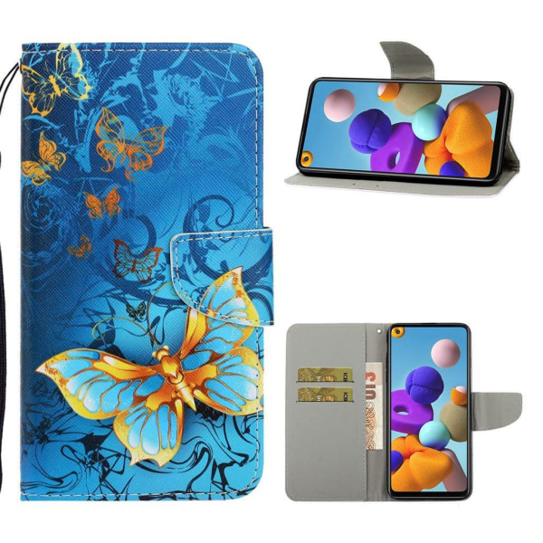 Wonderland Samsung Galaxy A21s kotelot - Kulta Perhonen Multicolor