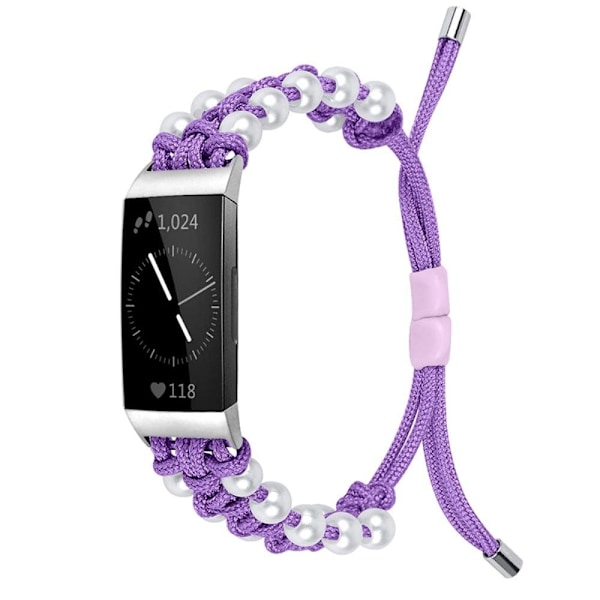 Fitbit Charge 4 / 3 moderiktigt klockarmband i orb-nylon - Lila Lila