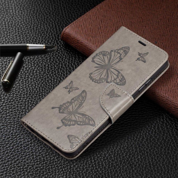 Butterfly Samsung Galaxy A22 5G Flip etui - Grå Silver grey