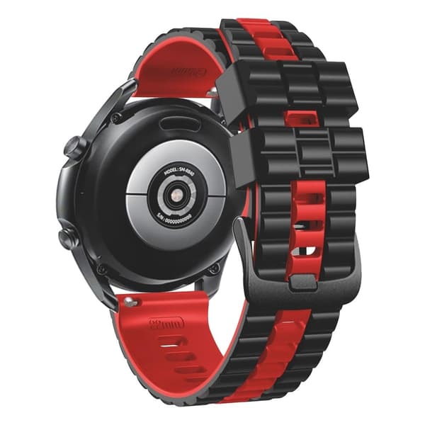 22 mm universalrem i bølgestil - Svart / Rød Red