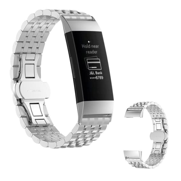 Fitbit Charge tre rustfritt stål ur band - Sølv Silver grey