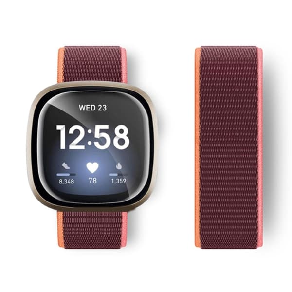 Fitbit Sense / Versa 3 nylonrem - Plommonfärg Röd