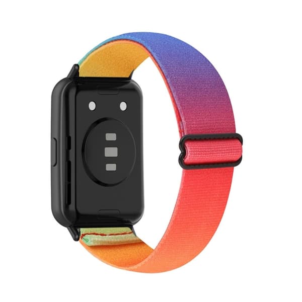 Huawei Watch Fit 2 elastiskt klockarmband i nylon i etnisk stil - Regnbågsfärg multifärg